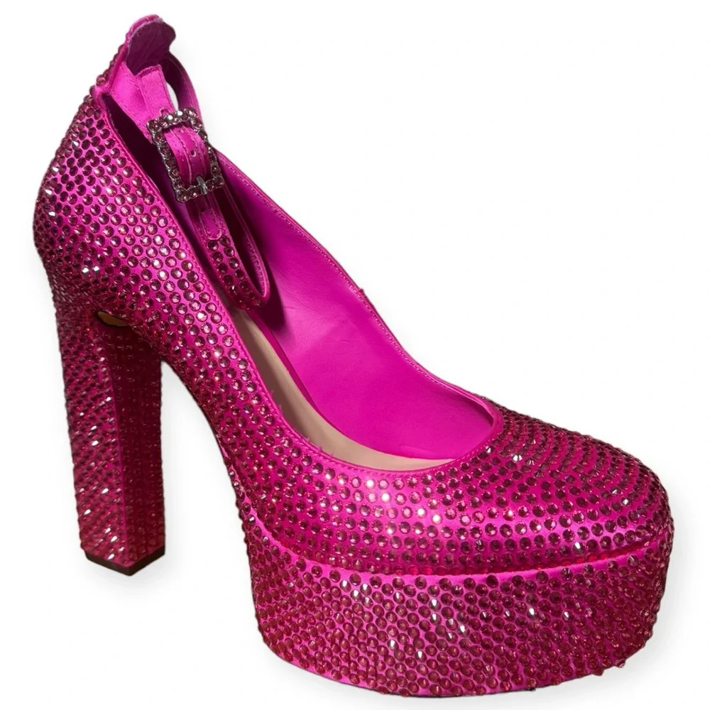 Antonio Melani Women’s Rhinestone Breast Cancer Awareness‎ Platform Heels 9M